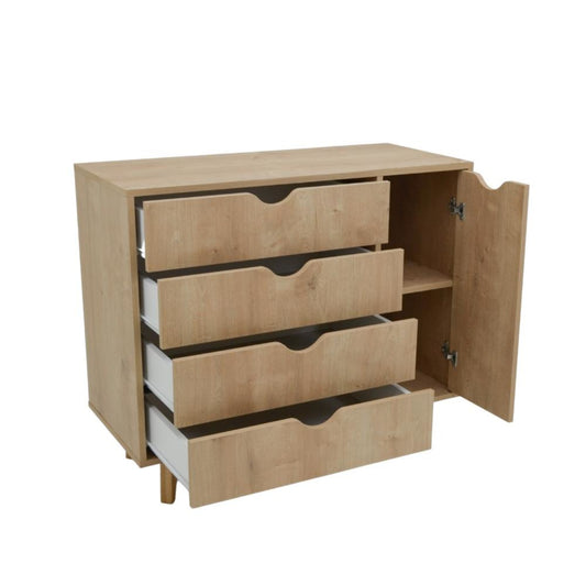 Commode combinée à quatre tiroirs en bois massif naturel de 35 po