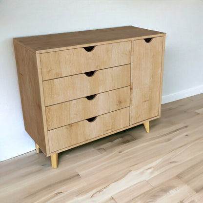 Commode combinée à quatre tiroirs en bois massif naturel de 35 po