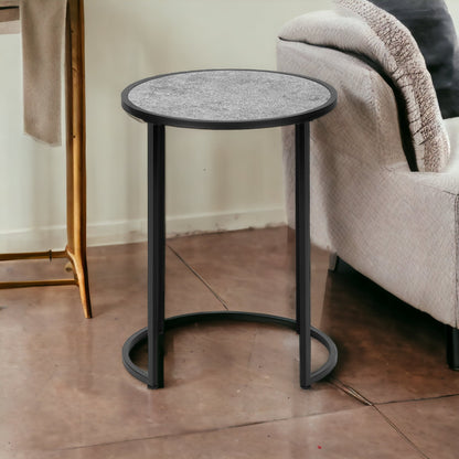 24" Black And Gray Round End Table