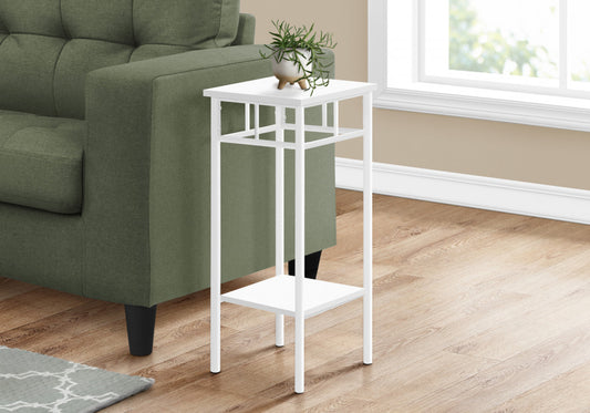 28" White Square End Table With Shelf