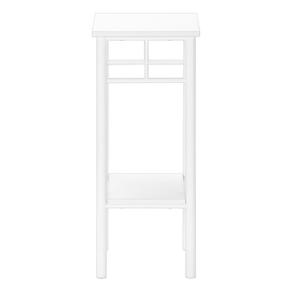 28" White Square End Table With Shelf