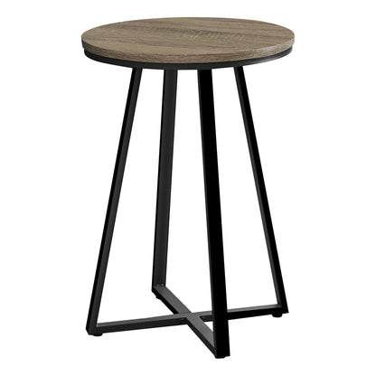 22" Black And Deep Taupe Round End Table