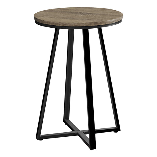 22" Black And Deep Taupe Round End Table