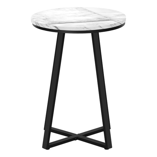 22" Black And White Round End Table