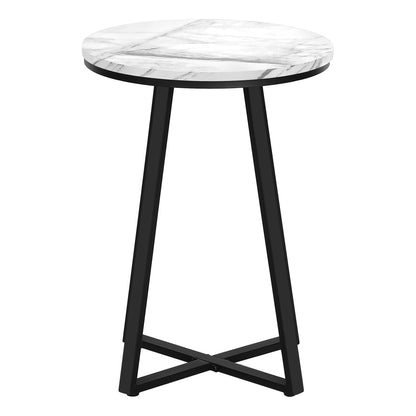 22" Black And White Round End Table