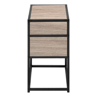 22" Black And Deep Taupe End Table With Two Shelves