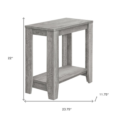 Table d'appoint en bois gris de 22 po avec étagère