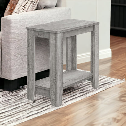 Table d'appoint en bois gris de 22 po avec étagère