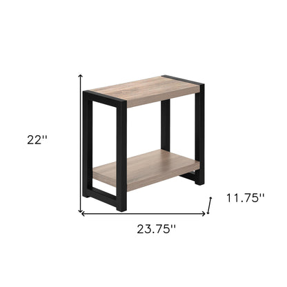 Table d'appoint noire et taupe foncée de 22 po avec étagère