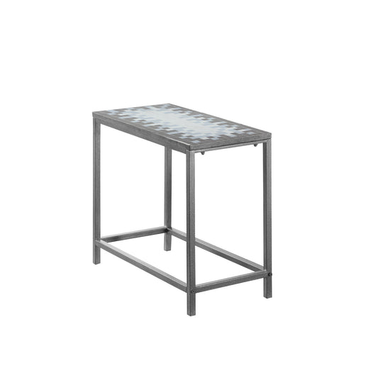 Table d'appoint en carreaux gris et blanc de 22 po