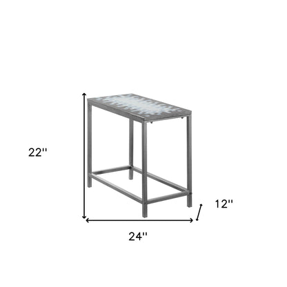 Table d'appoint en carreaux gris et blanc de 22 po