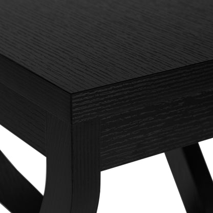 Table d'appoint carrée en bois noir de 32 po avec deux étagères