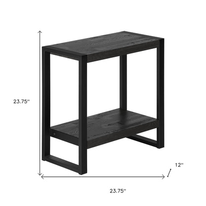 Table d'appoint noire de 24 po avec étagère