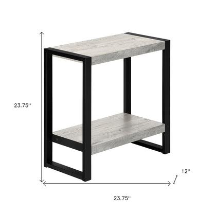 Table d'appoint noire et grise de 24 po avec étagère