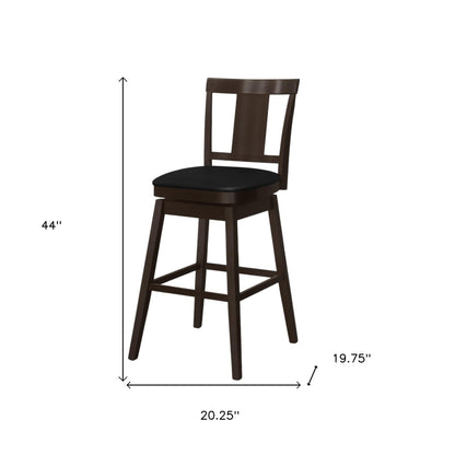 Set of Two 28" Espresso Solid Wood Counter Height Bar Chairs