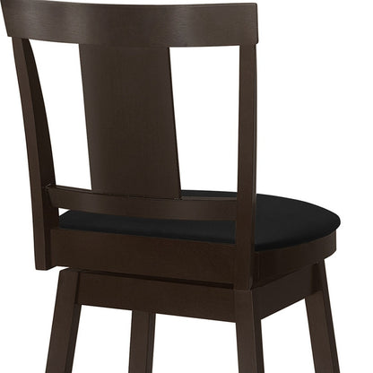 Set of Two 28" Espresso Solid Wood Counter Height Bar Chairs