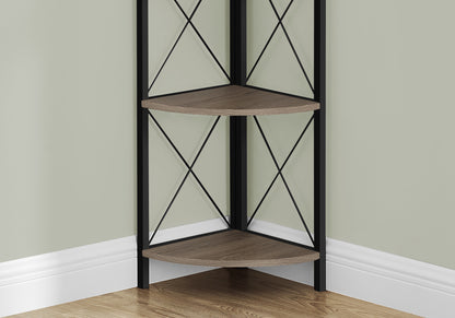 59" Taupe Metal Corner Bookcase