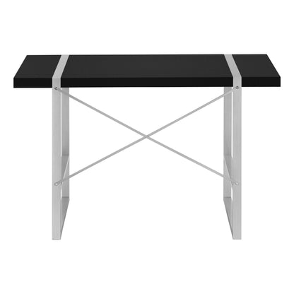 Bureau d'ordinateur noir et argent 49"