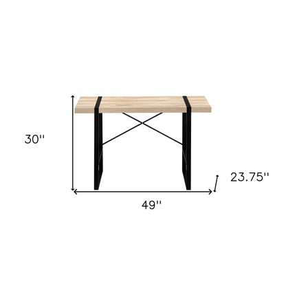 Bureau d'ordinateur naturel et noir de 49 po