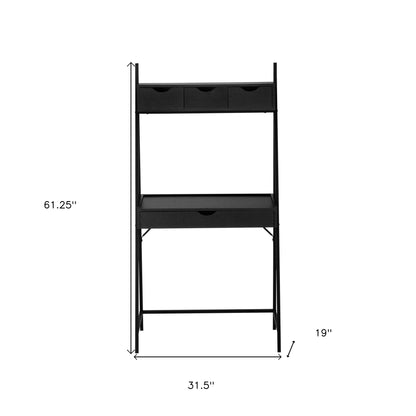 Bureau d'ordinateur noir de 32 po avec quatre tiroirs