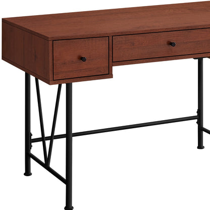 47" Brown and Black Computer Desk With Three Drawers