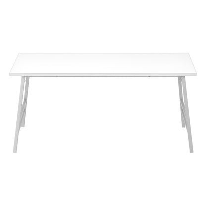 40" White And Silver Wood And Metal Coffee Table