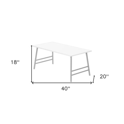 40" White And Silver Wood And Metal Coffee Table