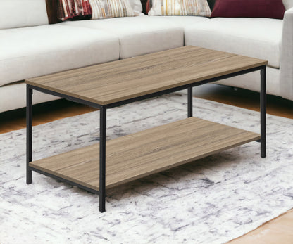 40" Taupe And Black Metal Coffee Table