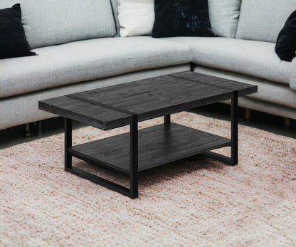 47" Black Coffee Table With Shelf