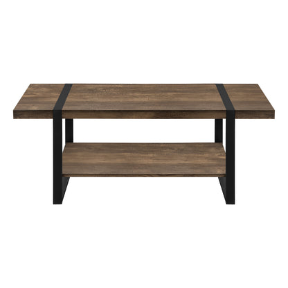 47" Brown And Black Wood Coffee Table With Shelf