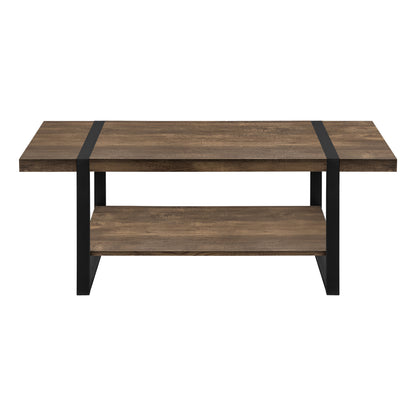 47" Brown And Black Wood Coffee Table With Shelf