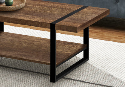 47" Brown And Black Wood Coffee Table With Shelf