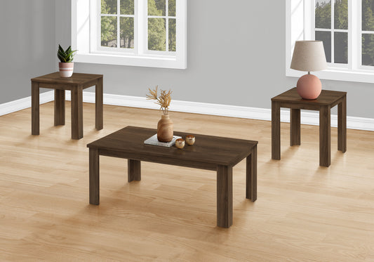 Set of Three 44" Dark Brown Coffee Table