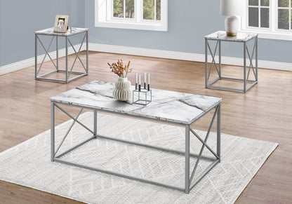 Set of Three 42" White Metal Coffee Table