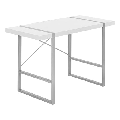 Bureau d'ordinateur blanc et gris de 49 po