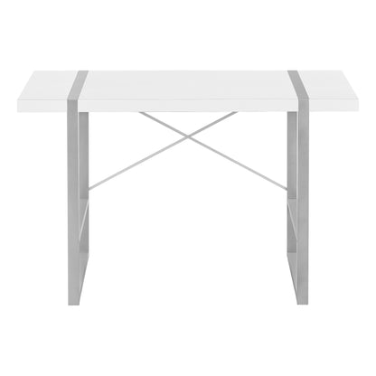 Bureau d'ordinateur blanc et gris de 49 po