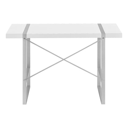 Bureau d'ordinateur blanc et gris de 49 po