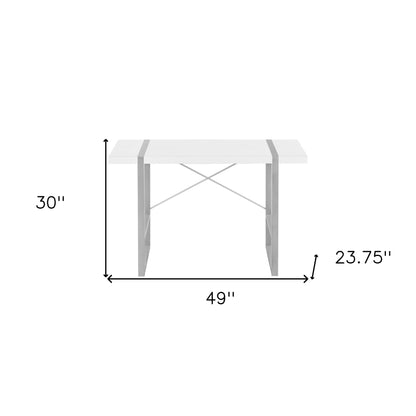 Bureau d'ordinateur blanc et gris de 49 po