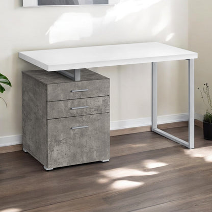 47" White and Gray Computer Desk With Three Drawers