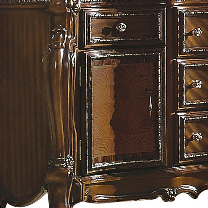 Commode triple à cinq tiroirs en bois massif et manufacturé brun de 69 po