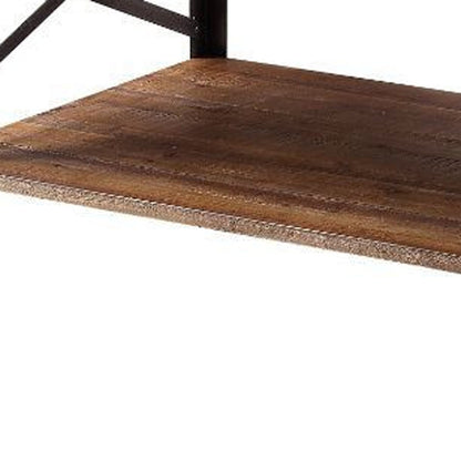 Table basse rectangulaire en chêne noir sablé et patiné de 48 po avec étagère