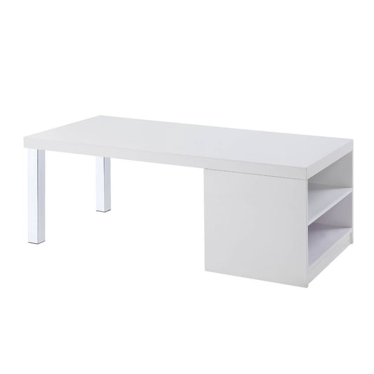 Table basse rectangulaire chromée et blanche de 47 po avec étagère