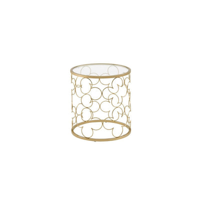 20" Gold And Clear Glass Round Nested Coffee Tables