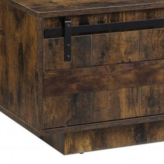 Table basse en placage de mélamine marron et noir de 47 po avec tiroir et étagère