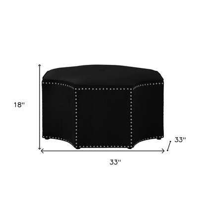 33" Black Velvet Specialty Cocktail Ottoman