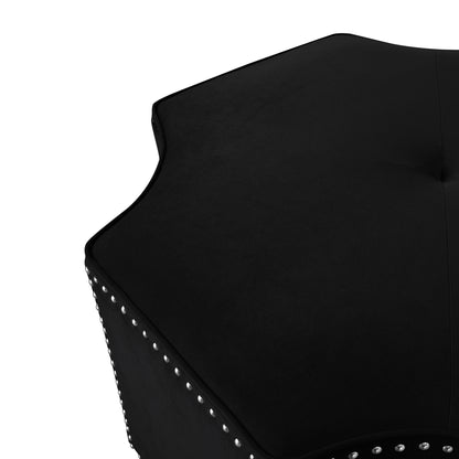 33" Black Velvet Specialty Cocktail Ottoman