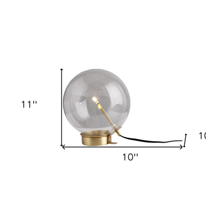 Lampe de table globe en métal et laiton de 11 po