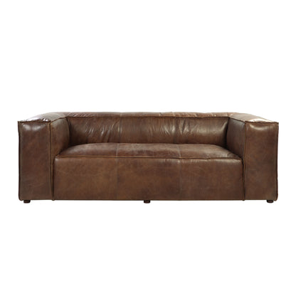 98" Brown Top Grain Leather Sofa With Black Legs