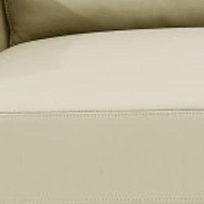 90" Beige Italian Leather Sofa With Gold Legs