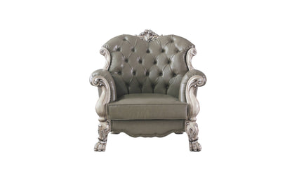 Fauteuil en similicuir blanc osseux et accoudoir blanc osseux vintage de 45 po